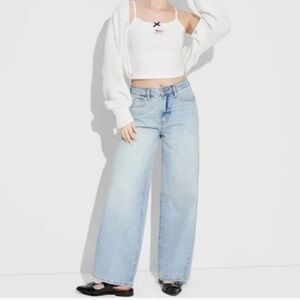 Women's High-Rise Wide Leg Baggy Jeans - Wild Fable Light Blue 17